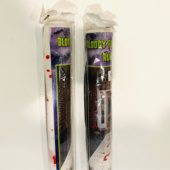 HALLOWEEN Bloody Footprint Indoor/Outdoor Runner with Double Sided Tape 24”x10ft - Picture 3 of 13